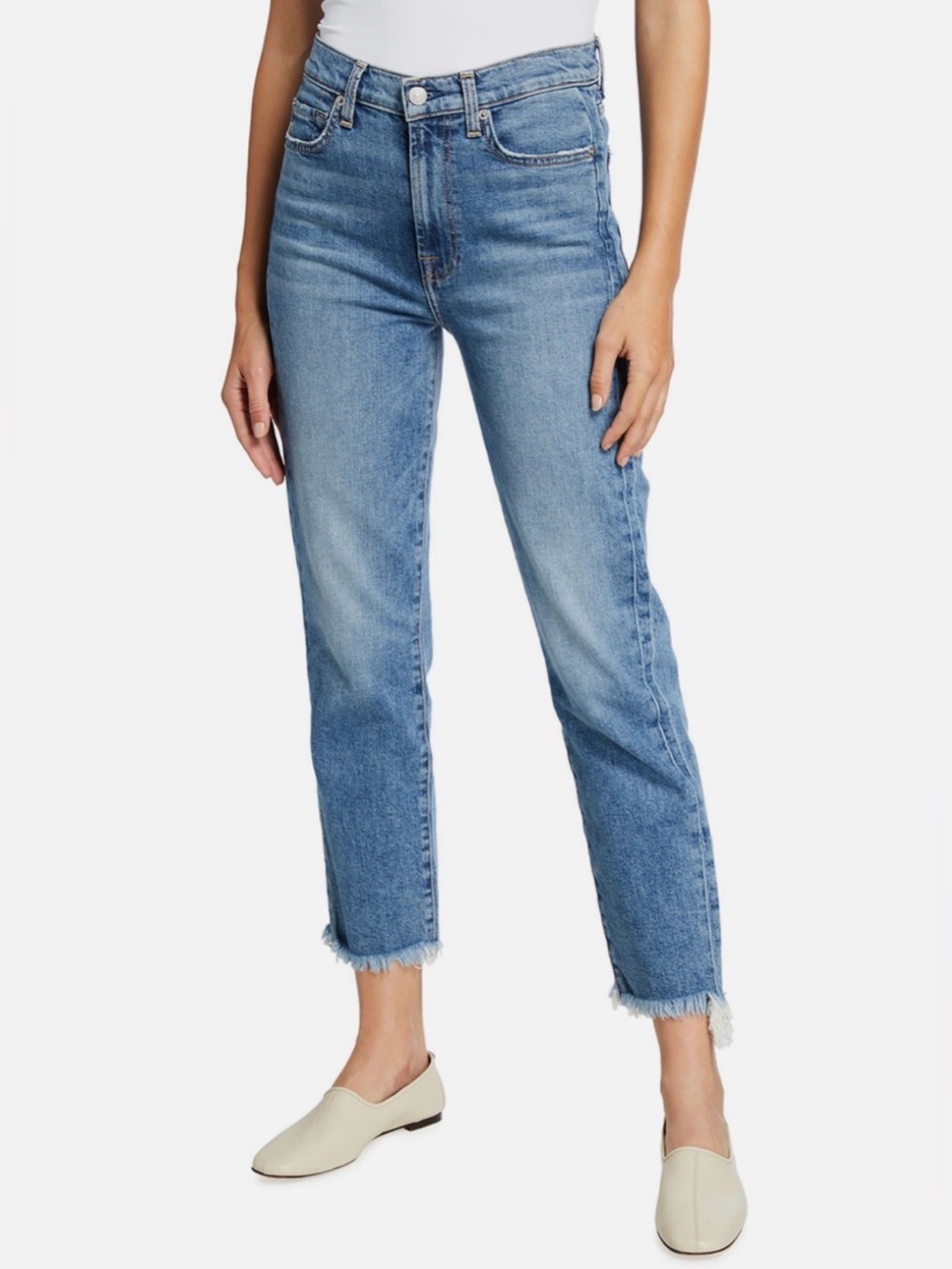 7 FOR ALL MANKIND High Waist
Cropped Straight Leg Jeans sz 26
Frayed Hem
